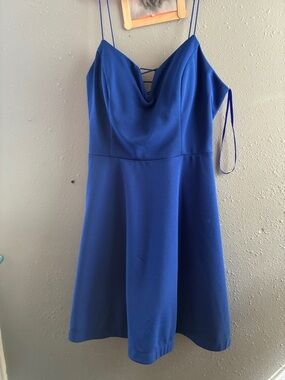 Spaghetti Strap Royal Blue A-Line Dress